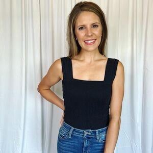 Black Square Neck Women's Top